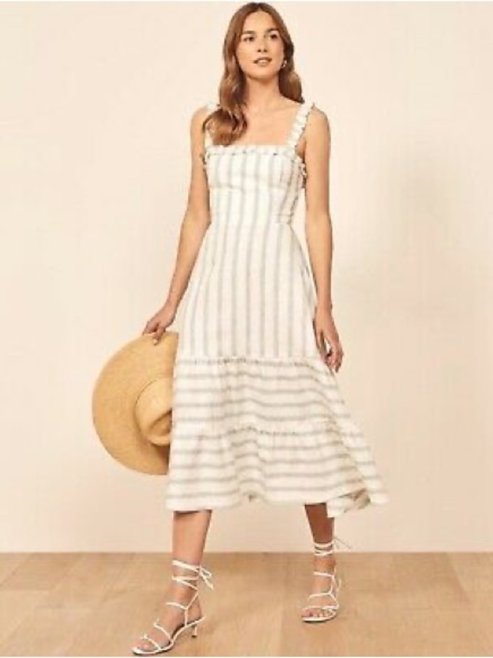 Reformation Green Stripe Midi Sundress